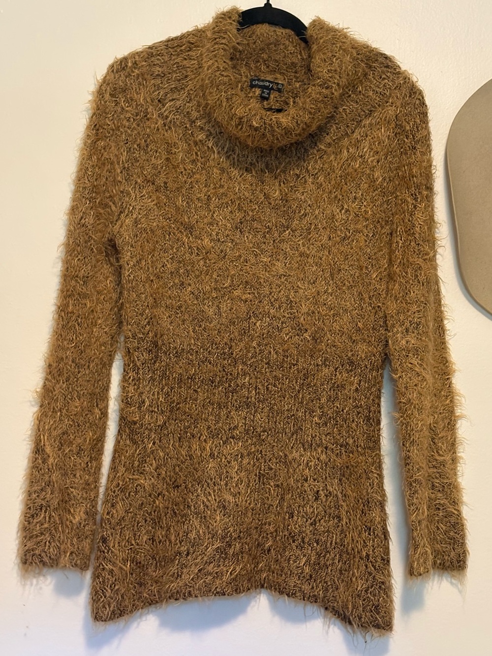 Vintage Chaudry KC shaggy eyelash knit cowl neck sweater